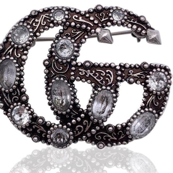 Gucci Marmont Silverl GG Crystal Embellished Bracelet With free $380 brooch - Picture 7 of 7